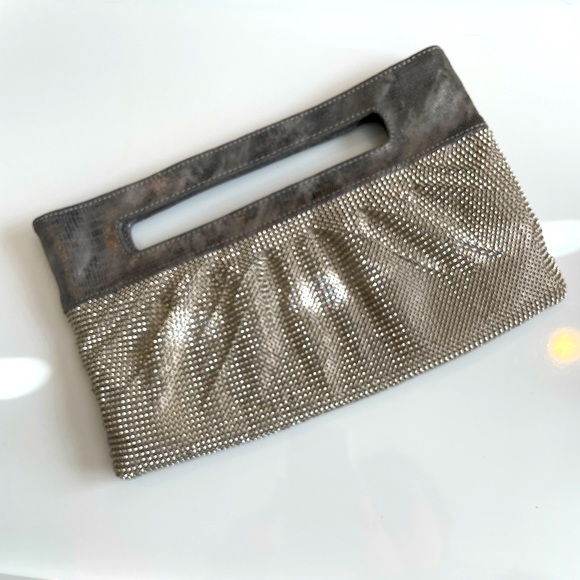 BCBGMaxAzria Silver Beaded Clutch, GUC - Picture 1 of 10